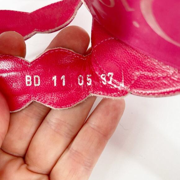 Dior Fuchsia Pink Leather Satin CD Bow Detail Block Heel Mule Slide Sandal EU 37 - Picture 12 of 14